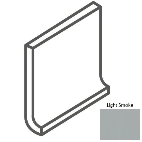 Bright & Matte Light Smoke Ceramic Wall Trim - 6" X 6" Square Top Cove Base