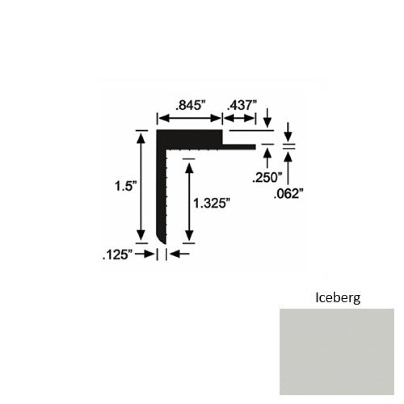 Solid 57 Iceberg Rubber Landing Trim - 1 1/2" X 98"