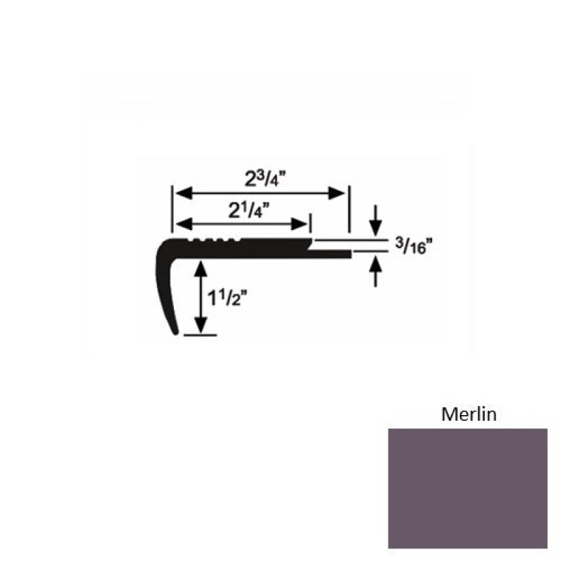 Solid 07 Merlin Rubber Underlap Carpet Stair Nosing (Sq) - 2 3/4" X 9 Ft (108")