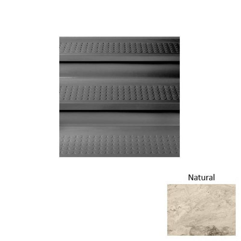 Marbleized 96 Natural Vantage Raised Circular Rubber (Sq) Stair Tread With Riser - Textured