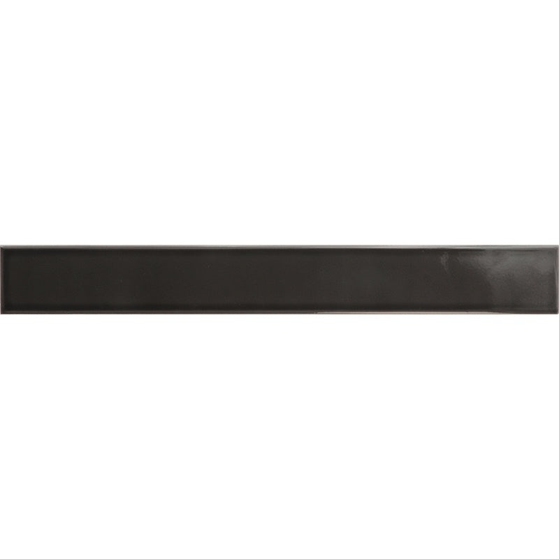 Flatiron Black Ceramic Tile - Glossy - 2" X 16"