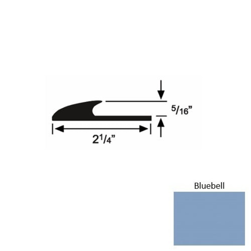 Solid 39 Bluebell Rubber Glue Down Carpet Edge - 2 1/4" X 9 Ft (108") X 5/16"