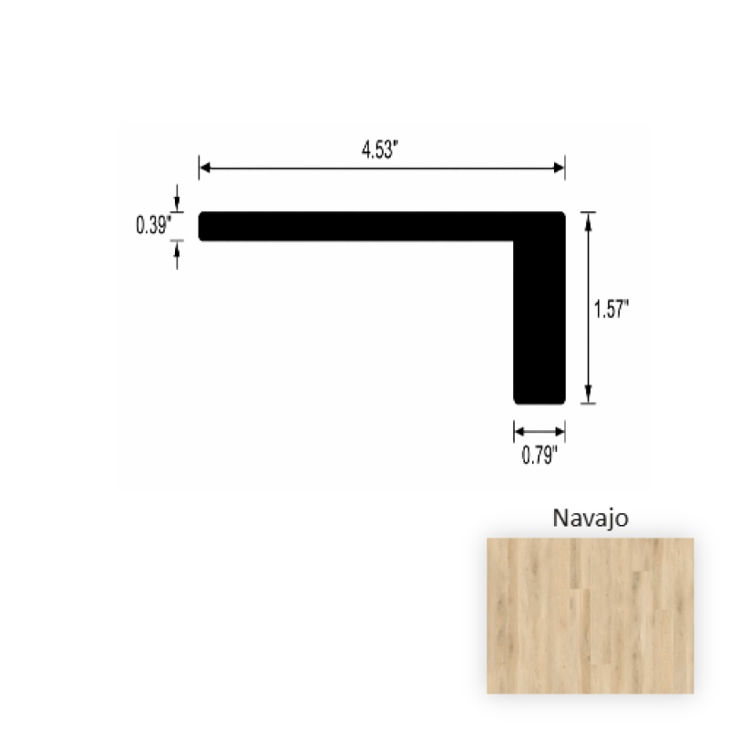 Versacore Pureedge Navajo Luxury Vinyl Moulding / Trim - 4.5" X 94.5" Flush Square Stair Nose - Ceramic Bead