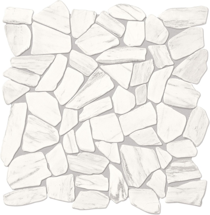 Raine Stratus White Marble Mosaic - Pebble - Matte