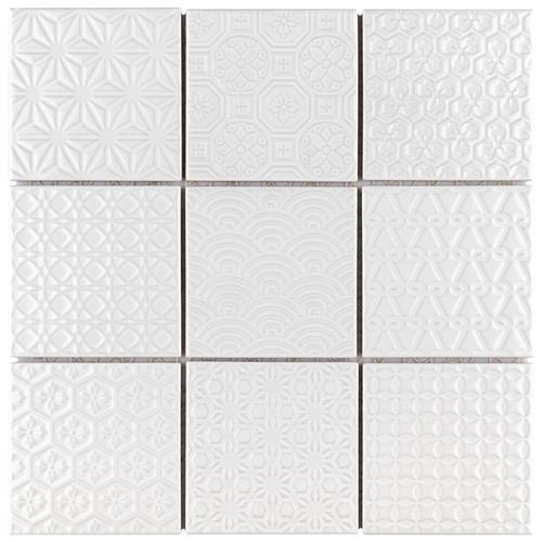 Spirit White Porcelain Mosaic - 11 5/8" X 11 5/8" - Glossy