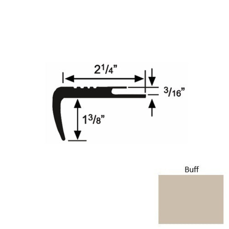 Solid 17 Buff Rubber Undercut Carpet Nosing (Sq) - 2 1/4" X 9 Ft (108")