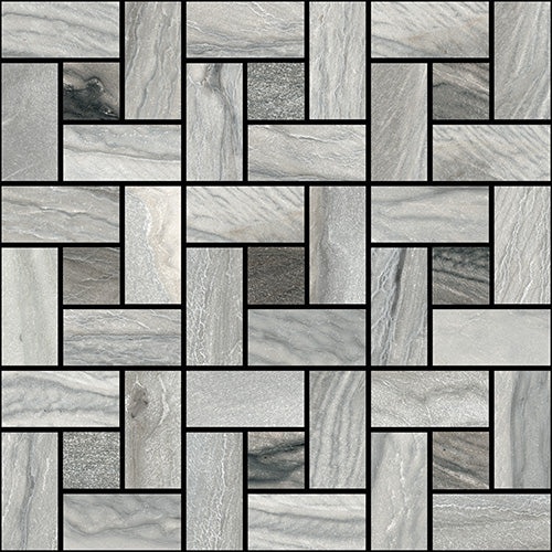 Macaubas Oyster / Twilight Porcelain Mosaic - Pinwheel - Natural