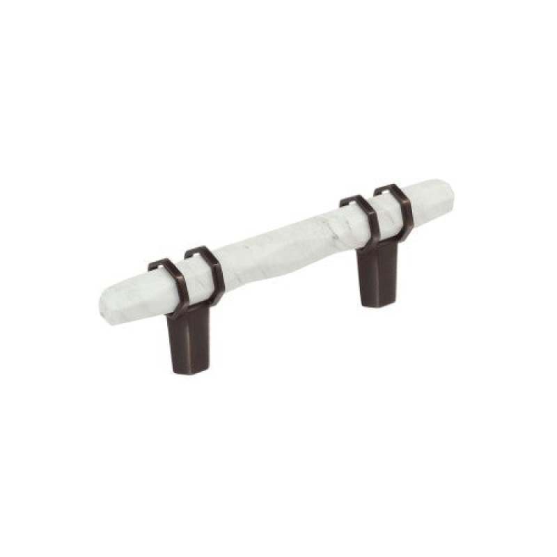 Carrione Zinc Bar Cabinet Pull - Marble White / Oil Rubbed Bronze