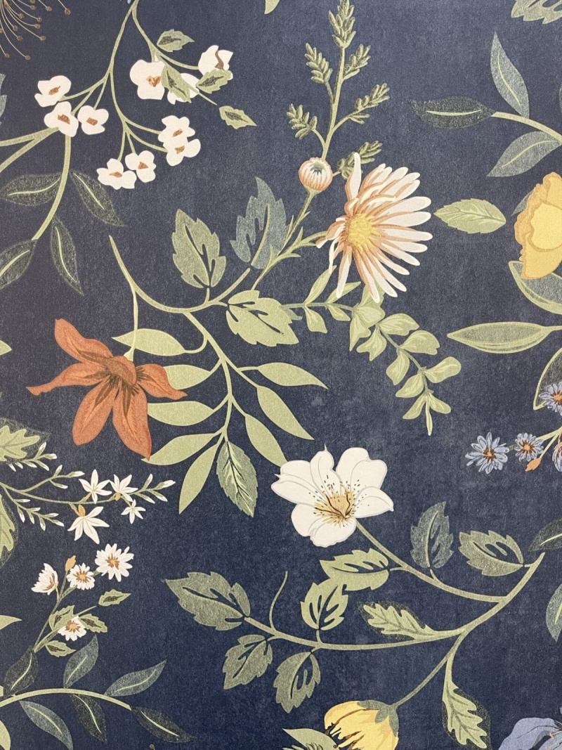 Wonderspace Deco Blossom Blue Porcelain Tile - Textured - 24" X 48"