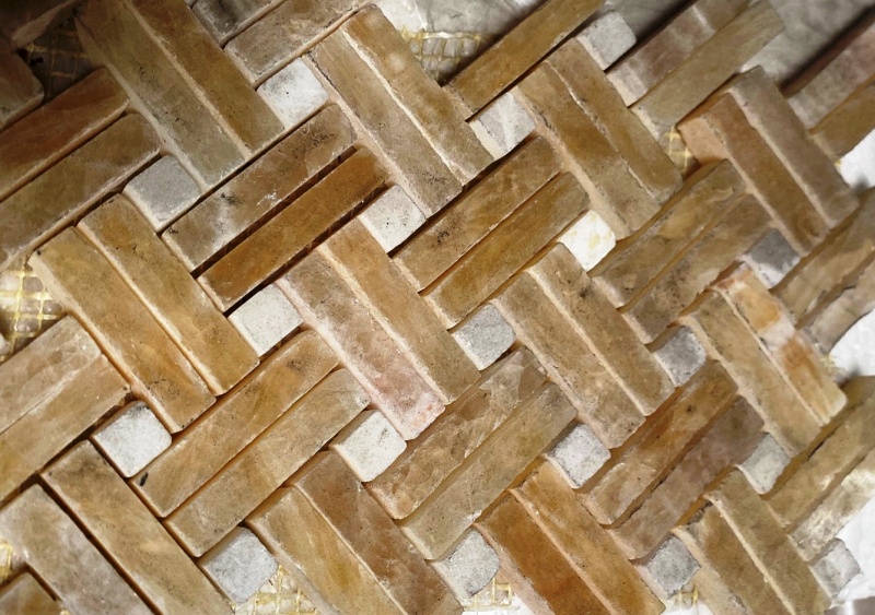Honey Onyx Mosaic - Stanza With White Dots - Polished