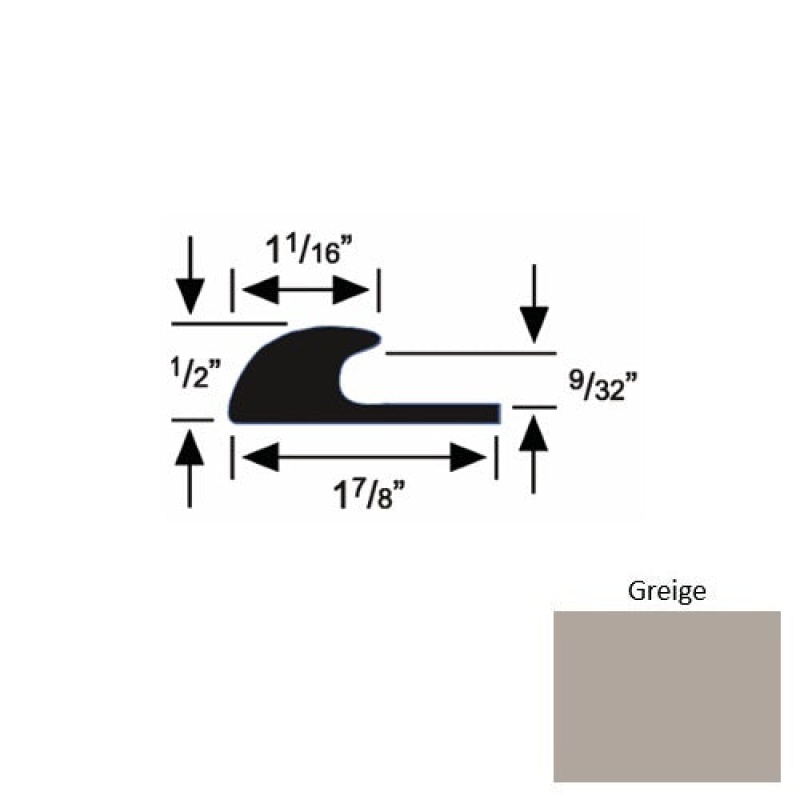 Solid 40 Greige Rubber Carpet Edge Guard