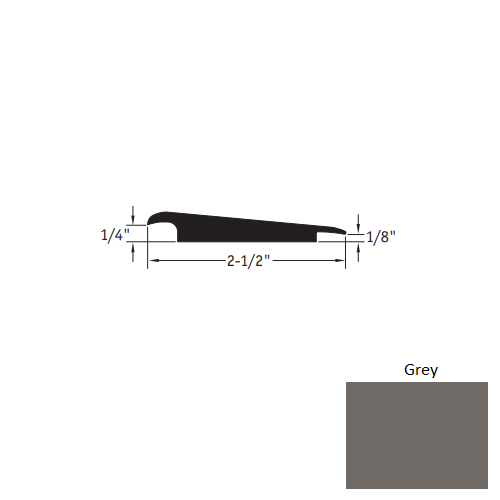 Johnsonite Grey Vinyl Moulding / Trim - 2 1/2" X 12 Ft (144") X 1/4" - 1/8" Wheeled Traffic Transition - Wheeled Traffic Transition