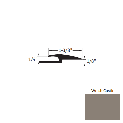 Johnsonite Welsh Castle Vinyl Moulding / Trim - 1 3/8" X 12 Ft (144") X 1/4" - 1/8" Adaptor - Adaptor