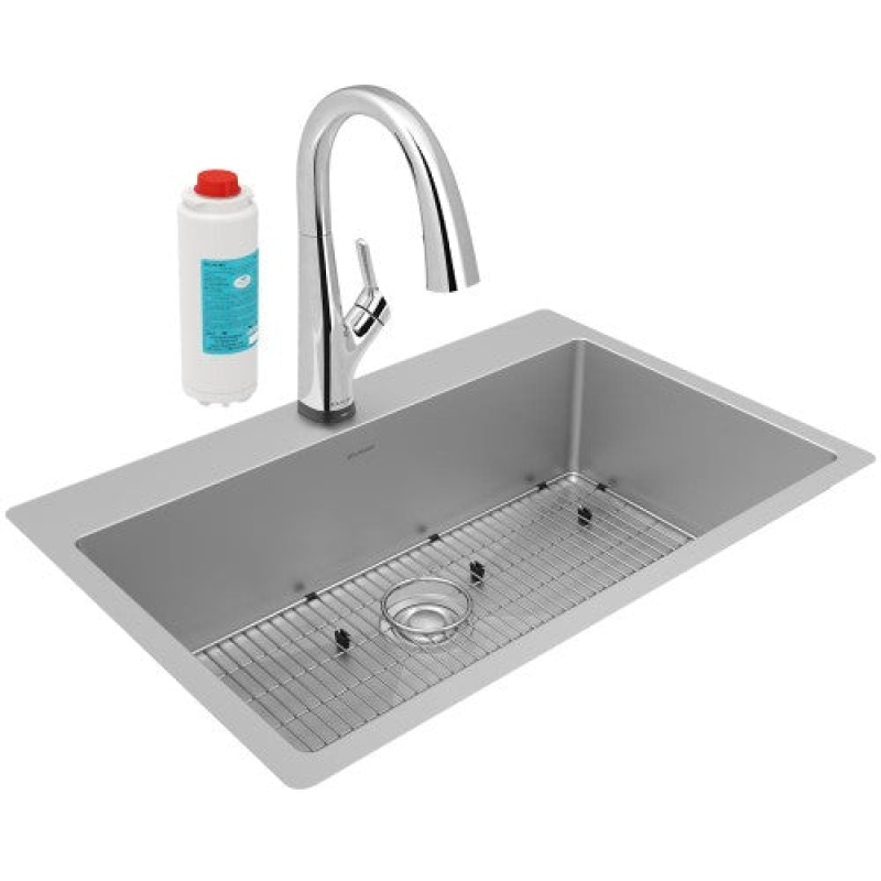 Ectsrs33229tflc Crosstown Stainless Steel Drop In Undermount Single Bowl Workstation Kitchen Sink - 33" X 22" X 9" - Stainless Steel