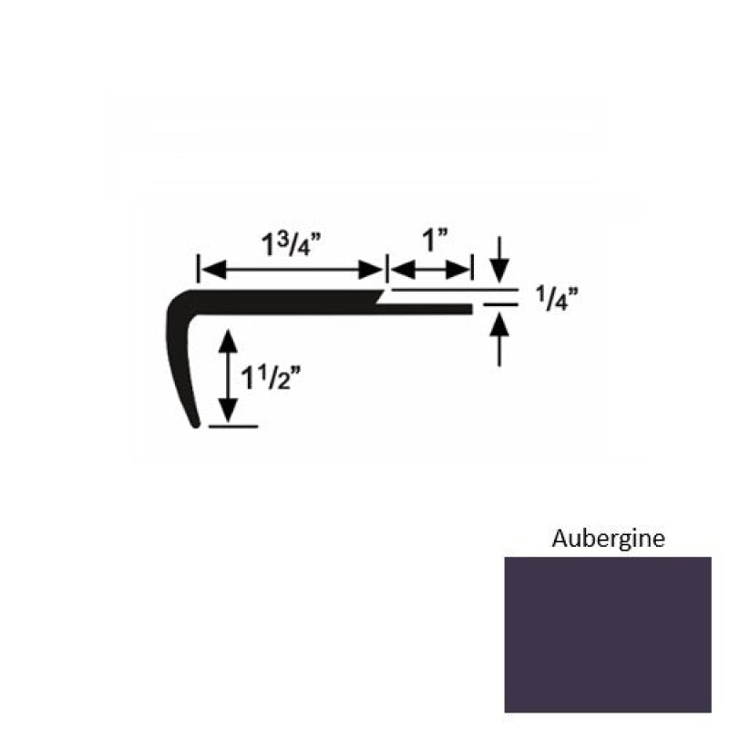Aubergine Rubber Single Flange Carpet Stair Nosing