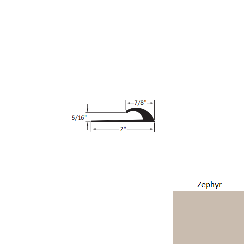Johnsonite Zephyr Vinyl Moulding / Trim - 7/8" X 12 Ft (144") X 5/16" Edge Guard - Edge Guard