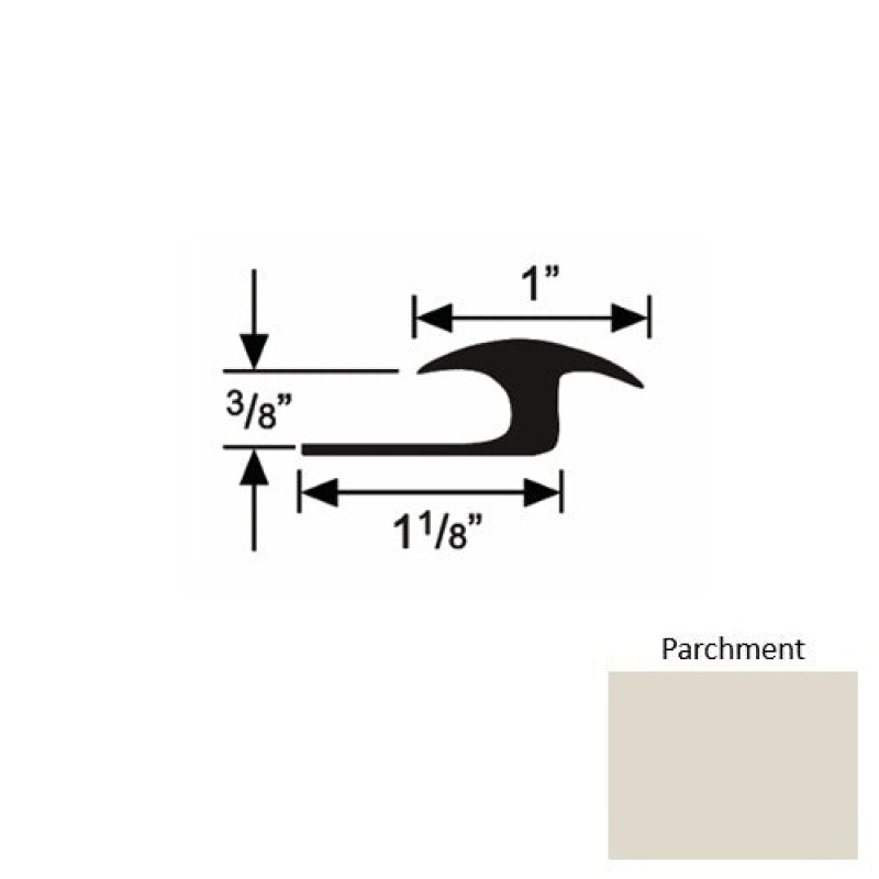 Solid 60 Parchment Rubber Tile / Carpet Joiner - 1 1/8" X 9 Ft (108") X 3/8"