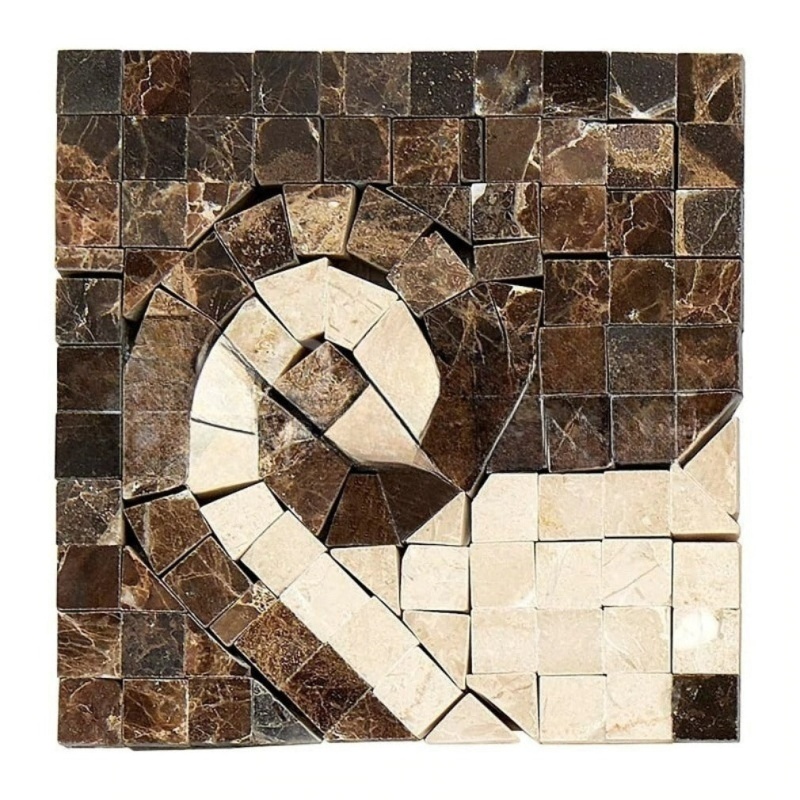 Emperador Dark Marble Wave Border Corner