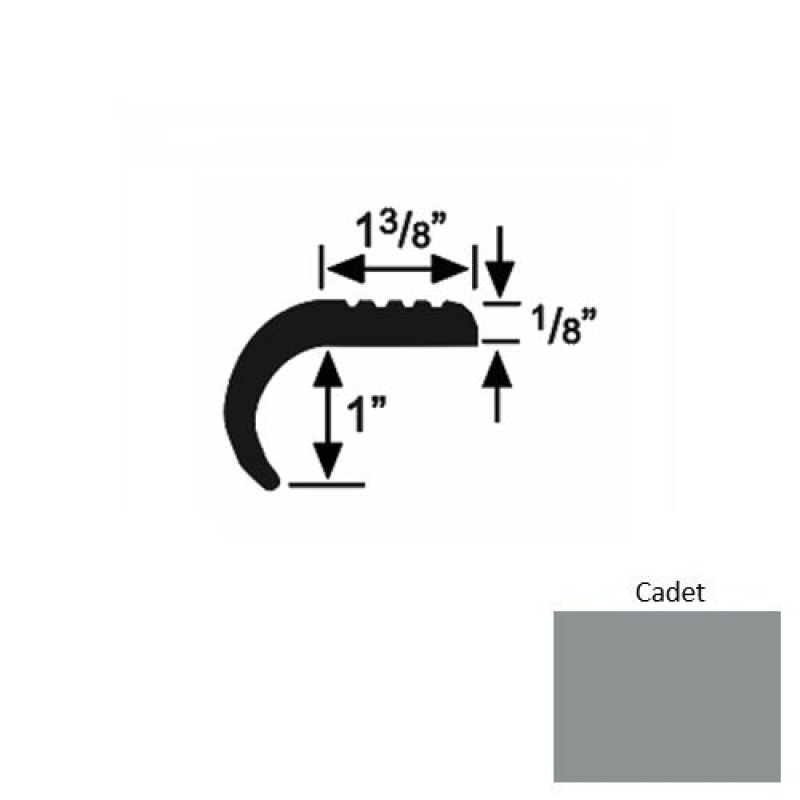 Solid 06 Cadet Rubber Domestic Stair Nosing (Rd) - 1 3/8" X 9 Ft (108")
