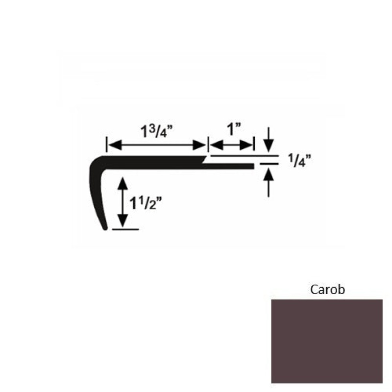 Solid 13 Carob Rubber Single Flange Carpet Stair Nosing (Sq) - 1 3/4" X 9 Ft (108")