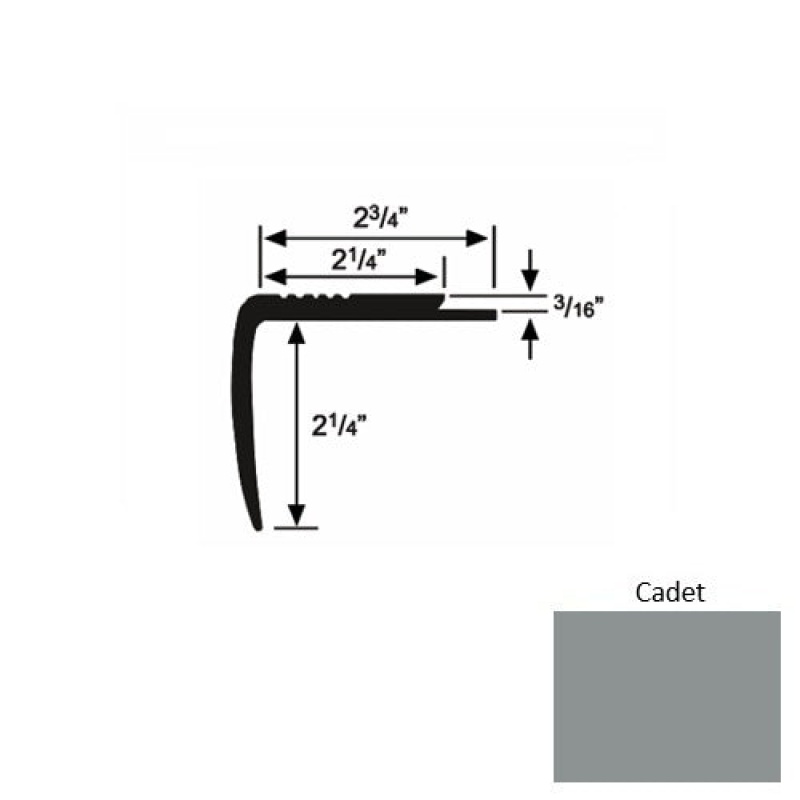 Solid M07 Cadet Rubber Modified Underlap Stair Nosing (Sq) - 2 3/4" X 9 Ft (108")