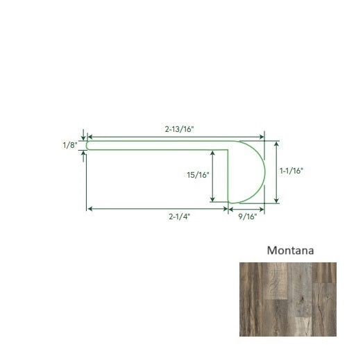 Dynamite Plus Montana Luxury Vinyl Moulding / Trim - 96" Flush Stair Nose - Ceramic Bead