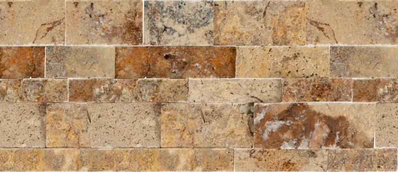 Escabesa Panel Travertine Mosaic - 7" X 12" - Split Face