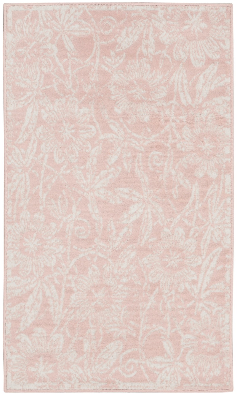 Whimsicle Pink Polypropylene Farmhouse Area Rug