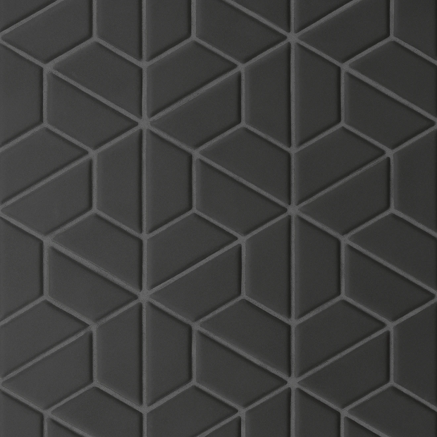 Le Café Black Porcelain Mosaic - Half Hexagon