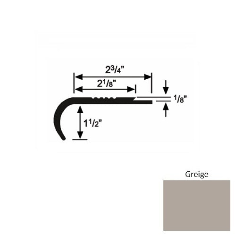 Solid 10 Greige Rubber Underlap Stair Nosing