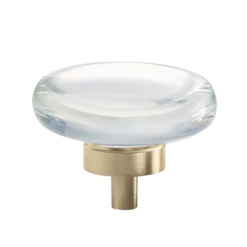 Glacio Aluminum & Glass Cabinet Knob - Clear / Golden Champagne