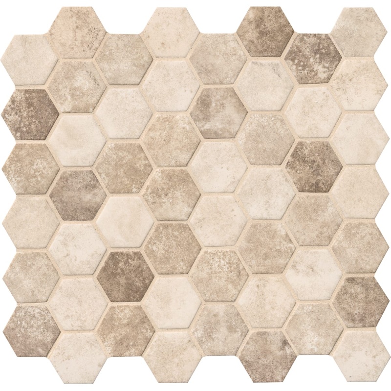 Sandhills Glass Mosaic - 2" X 2" Hexagon - Satin, Per Pack: 14.7 Sqft