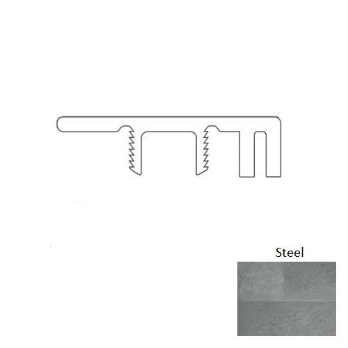 Adura Max Rectangles (Mar) Meridian Steel Luxury Vinyl Moulding / Trim - 94" End Cap - Embossed