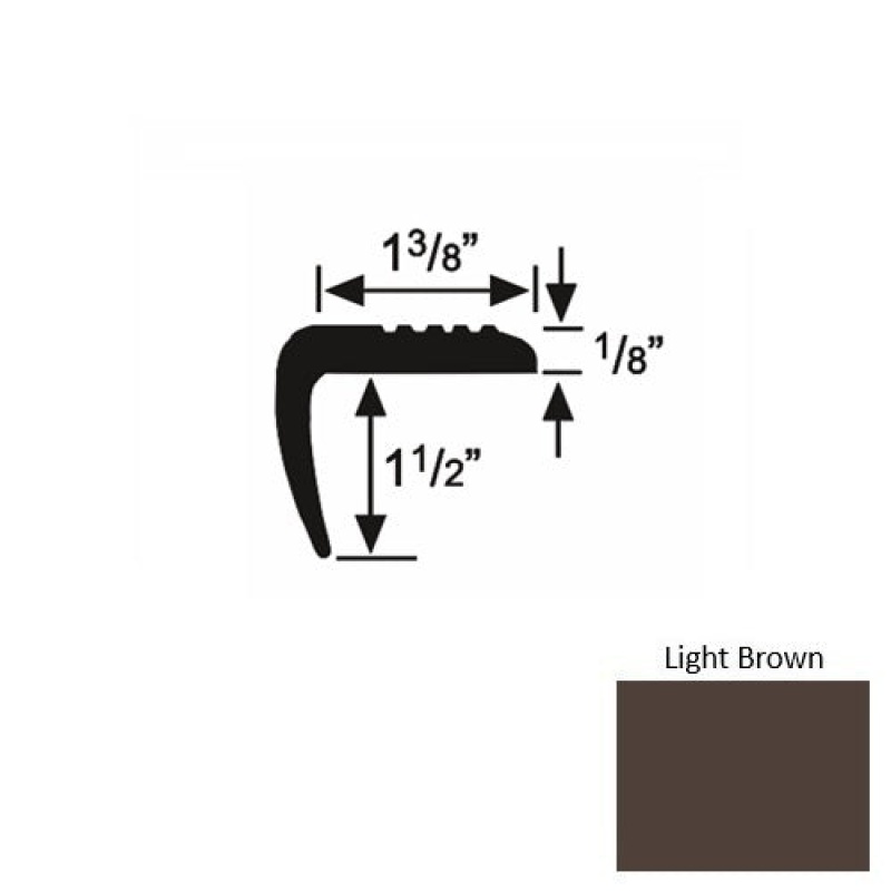 Solid 05 Light Brown Rubber Domestic Stair Nosing (Sq) - 1 3/8" X 9 Ft (108")