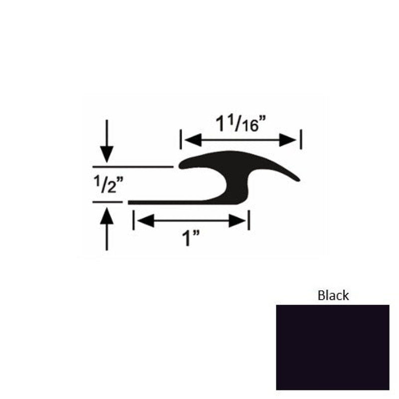 Solid 56 Black Rubber Tile / Carpet Joiner