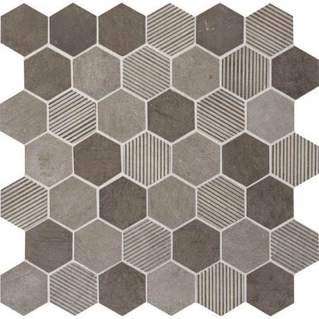 Moselle Gris Limestone Mosaic - 2" X 2" Hexagon - Mixed