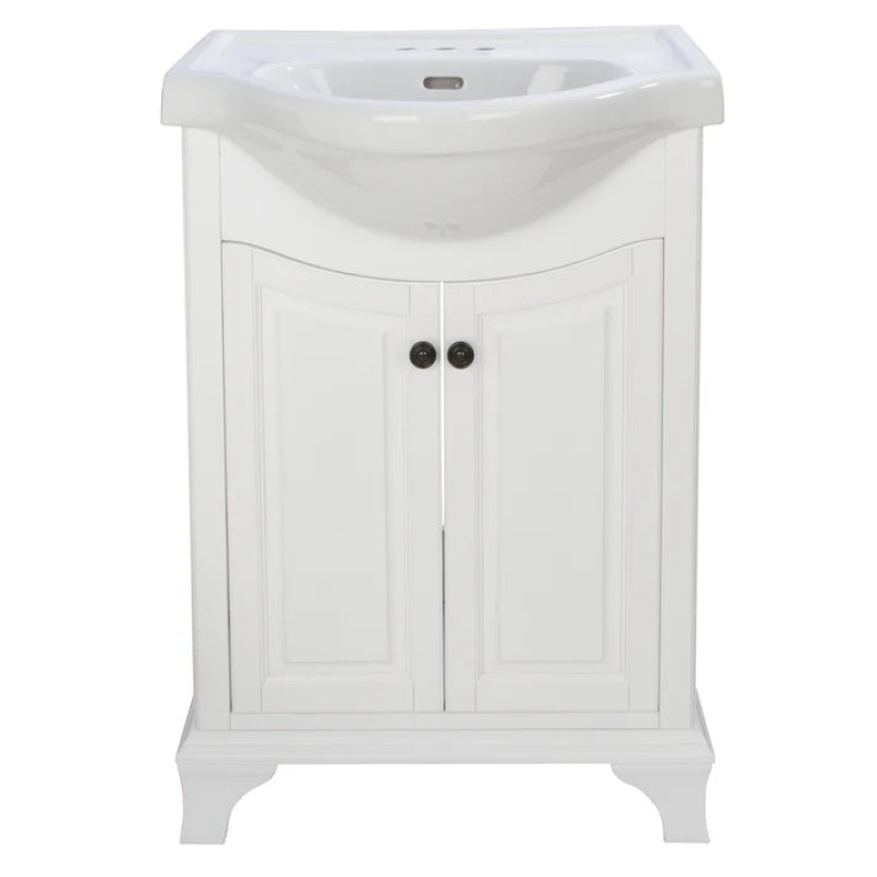 Corsicana White Wood Freestanding Single Sink Bathroom Vanity