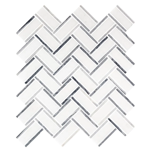 Essentials By Jeffrey Court White Marble Mosaic - Chevron - Honed