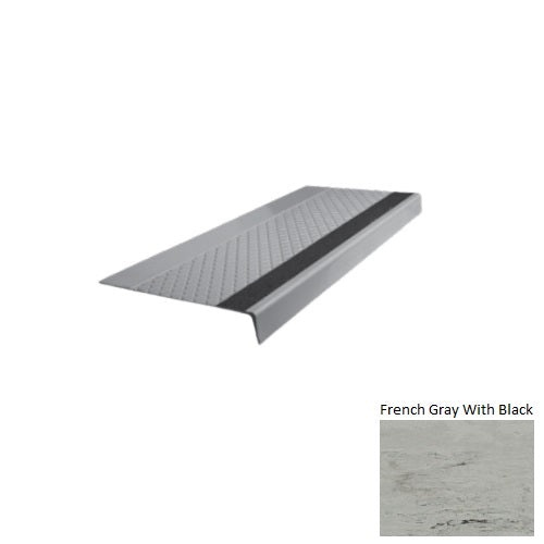 Evolving Styles Creative Elements French Gray With Black Type 685 With Flush Carborundum Strip Distinct Designs Rubber - 12" X 72" Stair Tread - Diamond Profile Design