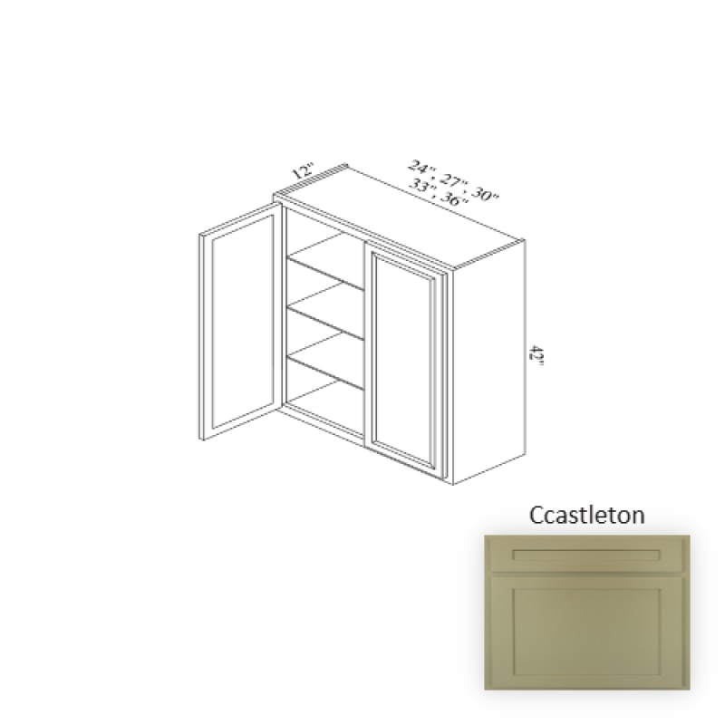 Castleton Wood Kitchen Wall Cabinet 24" x 42" x 12"