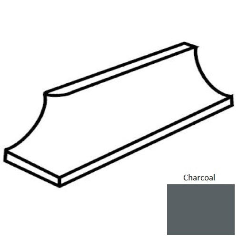 Unglazed Mosaics Charcoal Porcelain Floor & Wall Trim - 1" X 2" Cove Base Outcorner - Unglazed