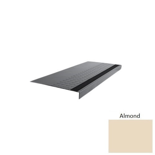 Flextones Almond Type 776 With Flush Ribbed / Smooth Insert Distinct Designs Rubber - 12" X 72" Stair Tread - Rgt Radial Ii Raised Disc Design