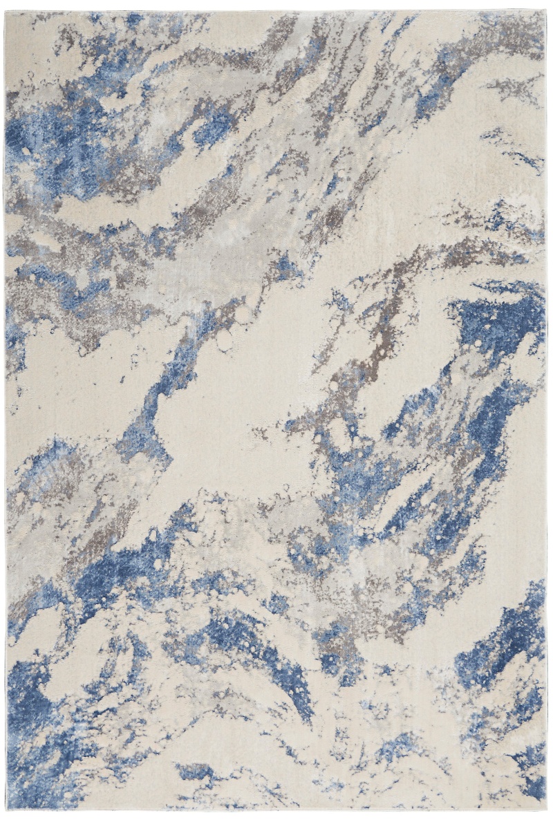 Blue / Ivory / Grey Modern Area Rug