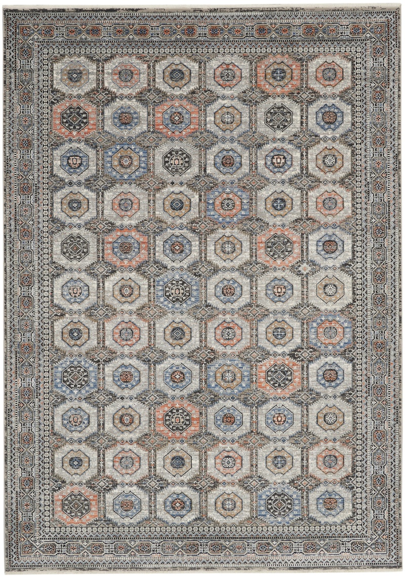 Starry Nights Grey / Navy Viscose Vintage Area Rug 10 Ft x 13 Ft