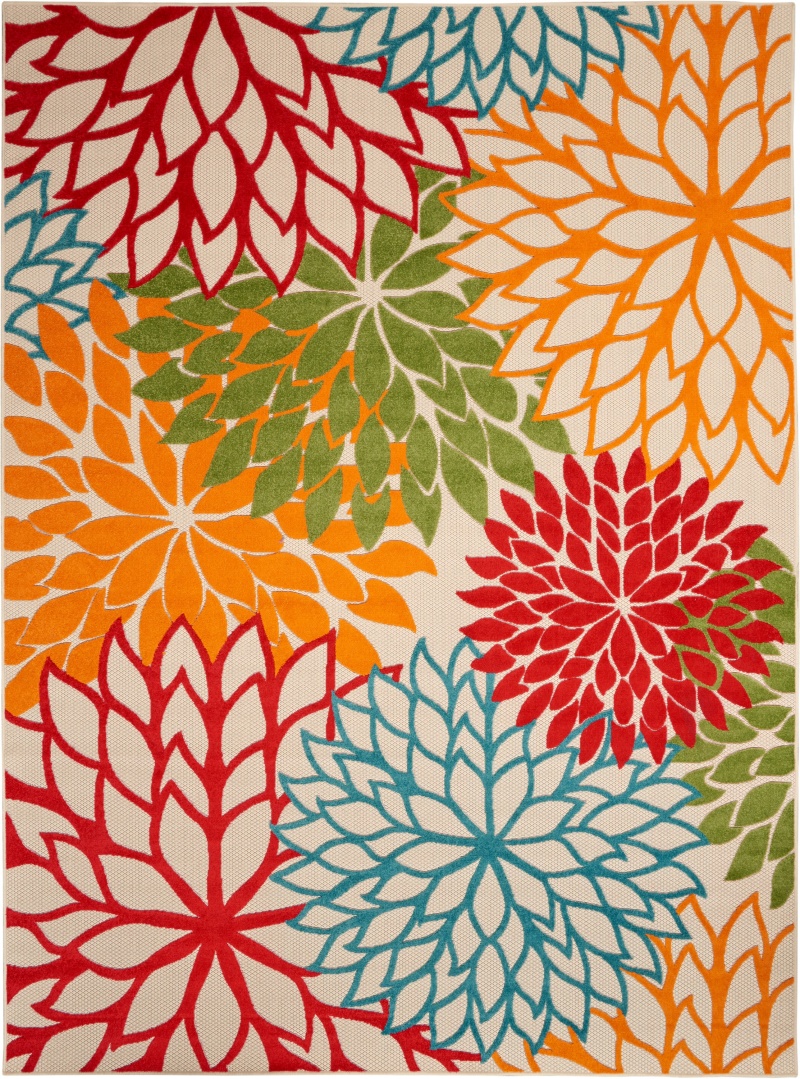 Aloha Alh05 Green Polypropylene Tropical Area Rug