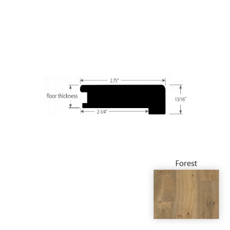 Reserve Forest Hardwood Moulding / Trim - 2.75" X 90" Square Flush Stair Nose - Wire Brushed