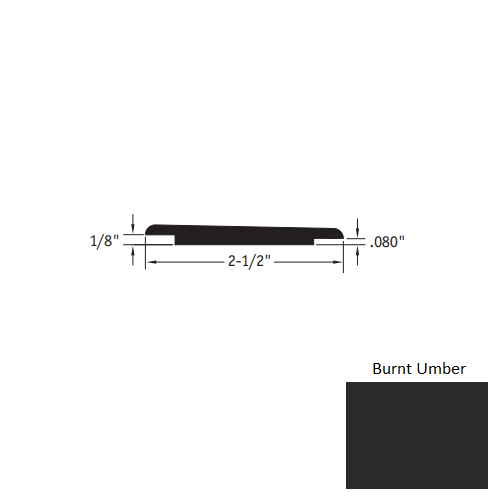 Johnsonite Burnt Umber Vinyl Moulding / Trim - 2 1/2" X 12 Ft (144") X 1/8" - .080" Wheeled Traffic Transition - Wheeled Traffic Transition