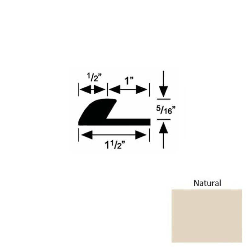 Solid 36 Natural Rubber Underlap Carpet Edge - 1 1/2" X 9 Ft (108") X 5/16"