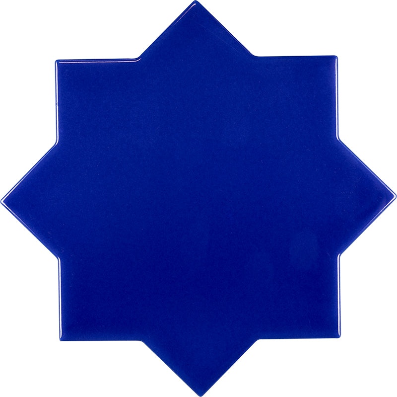 Moorish Azul Star Ceramic Tile - Glossy - 5.35" x 5.35"