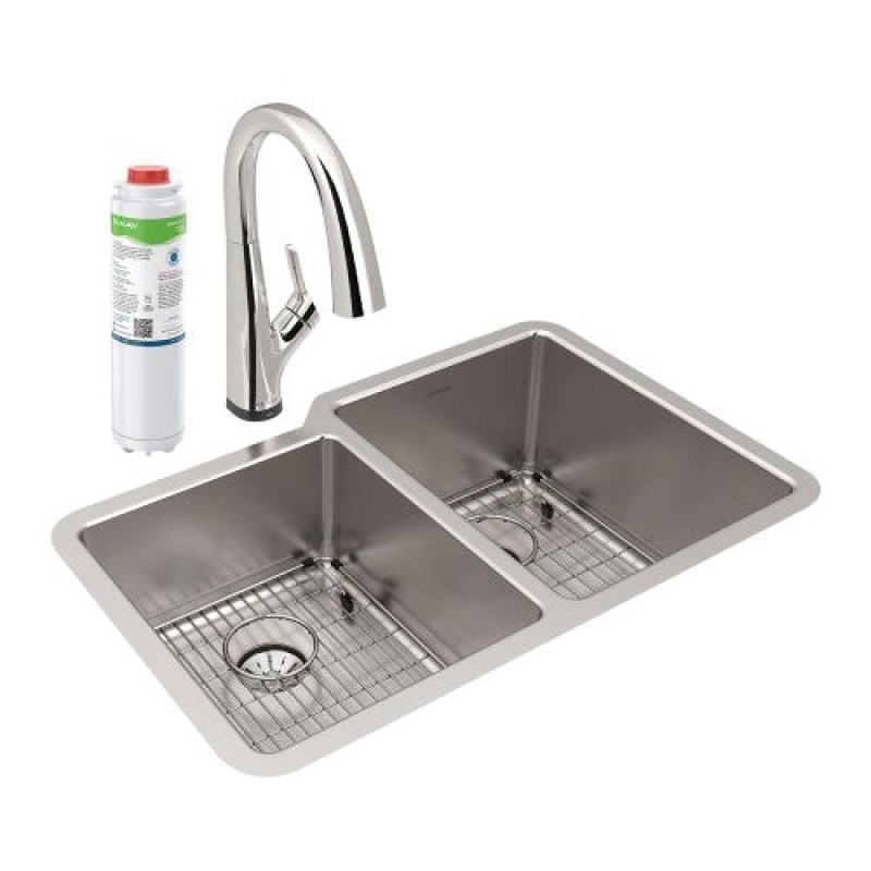 Eluhh3120ltpflc Lustertone Iconix Stainless Steel Undermount Double Bowl Workstation Kitchen Sink - 31 1/4" X 20 1/2" X 9" - Stainless Steel